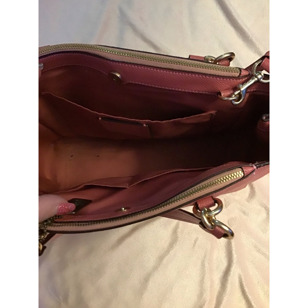 Women's Coach Rose Glitter Pink Leather Satchel Handbag Crossbody with Cloth Bag - Picture 12 of 16
